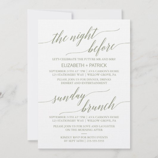 Elegant groen repetitiediner en zondagsbrunch kaart (Voorkant)