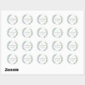 Elegant groen retouradres rustieke bruiloft ronde sticker (Vel)