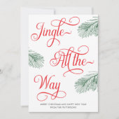 Elegant groen rode kalligrafie kerst feestdagenkaart (Voorkant)