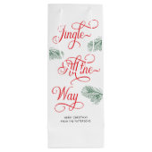 Elegant groen rode kalligrafie kerst wijn cadeautas (Achterkant)