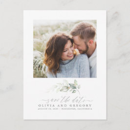 Elegant groen romantiek Save the Date Foto Aankondigingskaart