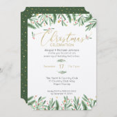 Elegant Groen, Rood, en Gouden Kerstmispartij Kaart (Voorkant / Achterkant)