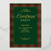 Elegant groen rood geplakt kerstfeest folie uitnodiging (Voorkant)