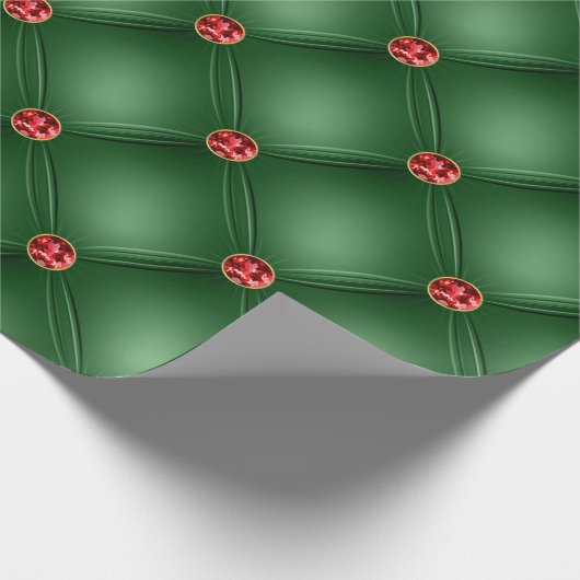 Elegant Groen Rood Glam Bling Vakantie Cadeaupapier (Hoek)
