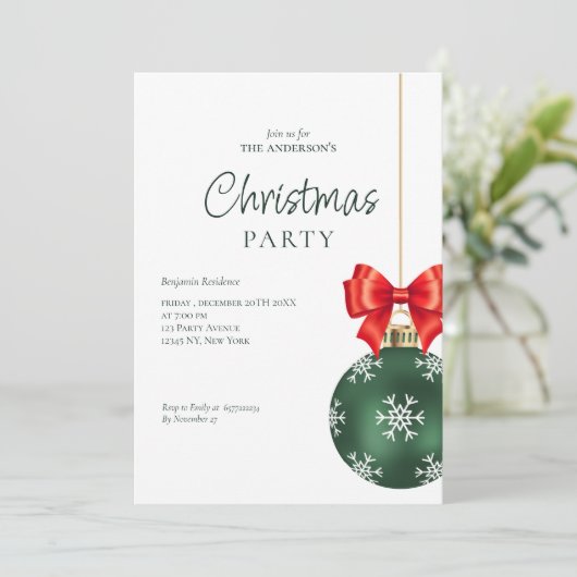 Elegant groen rood kerstfeest feestdagenkaart (Staand voorkant)