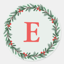Elegant Groen Rood Monogram Kerstkrans