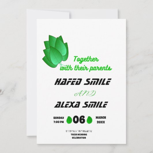 Elegant groen roos en bloemontwerp Wedding In Kaart (Voorkant)