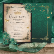 Elegant Groen Roos Goud Zwart Quinceanera