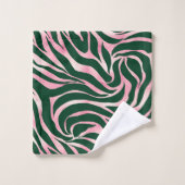 Elegant Groen Roos Gouden Glitter Zebra Bad Handdoek (Wasdoekje)