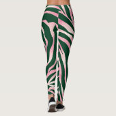 Elegant Groen Roos Gouden Glitter Zebra Leggings (Achterkant)