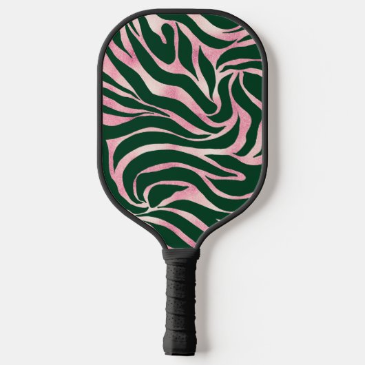 Elegant Groen Roos Gouden Glitter Zebra Pickleball Paddle (Achterkant)