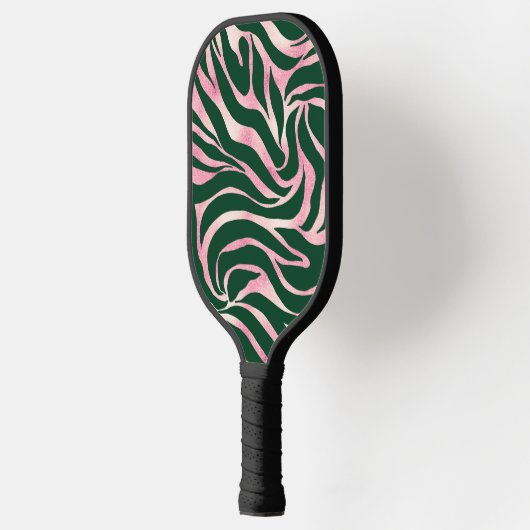 Elegant Groen Roos Gouden Glitter Zebra Pickleball Paddle (Links)