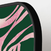 Elegant Groen Roos Gouden Glitter Zebra Pickleball Paddle (Links Detail)