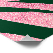 Elegant Groen Roos Gouden Glitter Zebra Poster (Hoek)