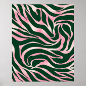 Elegant Groen Roos Gouden Glitter Zebra Poster (Voorkant)