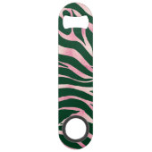 Elegant Groen Roos Gouden Glitter Zebra Speed Flessenopener (Voorkant)