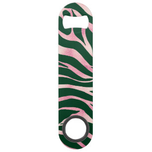 Elegant Groen Roos Gouden Glitter Zebra Speed Flessenopener