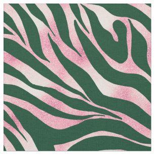 Elegant Groen Roos Gouden Glitter Zebra Stof