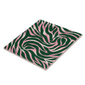 Elegant Groen Roos Gouden Glitter Zebra Tegeltje (Zijkant)