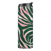 Elegant Groen Roos Gouden Glitter Zebra Thermosbeker (Gedraaid links)