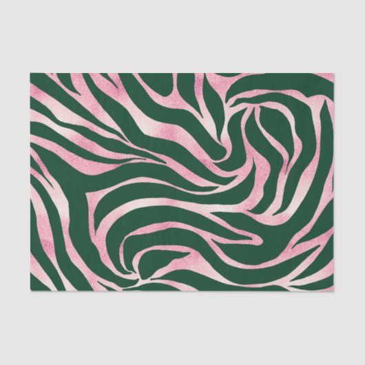 Elegant Groen Roos Gouden Glitter Zebra Tissuepapier (Voorkant)