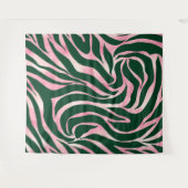 Elegant Groen Roos Gouden Glitter Zebra Wandkleed (Voorkant (horizontaal))