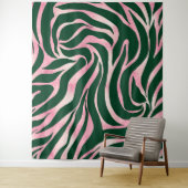 Elegant Groen Roos Gouden Glitter Zebra Wandkleed (In situ)