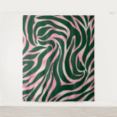 Elegant Groen Roos Gouden Glitter Zebra Wandkleed (Voorkant)