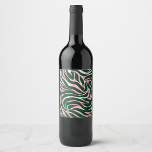 Elegant Groen Roos Gouden Glitter Zebra Wijn Etiket