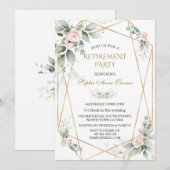 Elegant groen roze bloemmotief gouden verjaardagsf kaart (Voorkant / Achterkant)