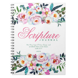 Elegant Groen Roze Floral Genoemd Schrift Journal Notitieboek