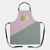 Elegant groen roze leer Monogram   Schort (Voorkant)