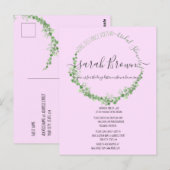 ELEGANT GROEN & ROZE LOOF VIRTUAL BRUIDSSHOUSPIJ BRIEFKAART (Voorkant / Achterkant)