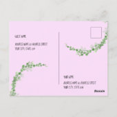 ELEGANT GROEN & ROZE LOOF VIRTUAL BRUIDSSHOUSPIJ BRIEFKAART (Achterkant)