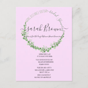ELEGANT GROEN & ROZE LOOF VIRUELE TROUWFEEST BRIEFKAART