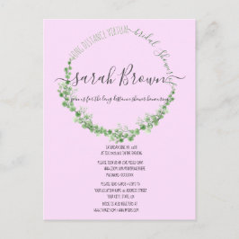 ELEGANT GROEN & ROZE LOOF VIRUELE TROUWFEest Briefkaart