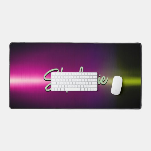 Elegant groen roze ombré monogram bureaumat (Keyboard & Muis)