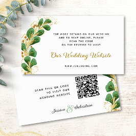 Elegant groen RSVP bruiloft website QR-code Informatiekaartje