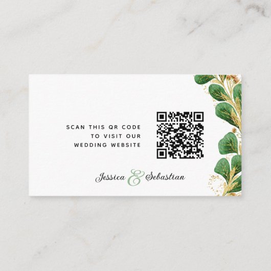 Elegant groen RSVP bruiloft website QR-code Informatiekaartje (Achterkant)