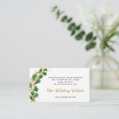Elegant groen RSVP bruiloft website QR-code Informatiekaartje (Staand voorkant)