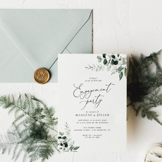 Elegant groen Sage Green Engagement Party Kaart