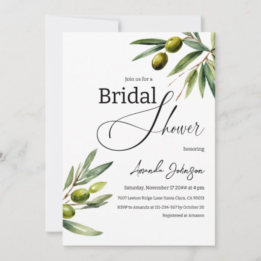 Elegant groen Sage Green Olive Vrijgezellenfeest Kaart (Voorkant)