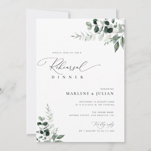 Elegant groen Sage Green repetitie diner Kaart (Voorkant)