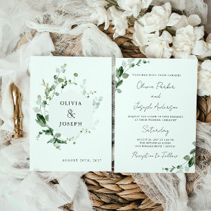 Elegant groen Sage Green Waterverf bruiloft Kaart