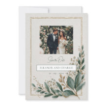 Elegant groen Save the date uitnodiging