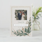 Elegant groen Save the date uitnodiging (Staand voorkant)