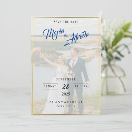 Elegant groen Save the date uitnodiging (Staand voorkant)