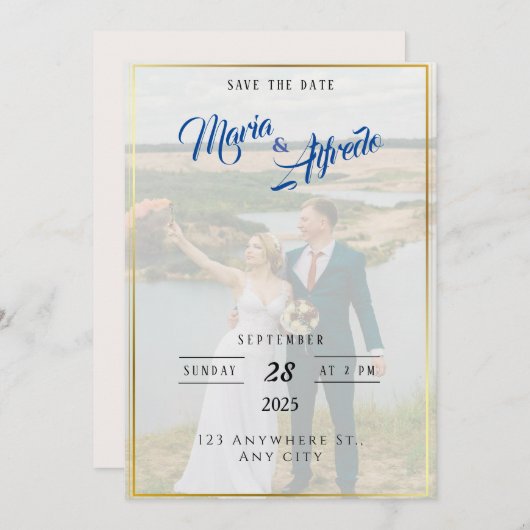 Elegant groen Save the date uitnodiging (Voorkant / Achterkant)