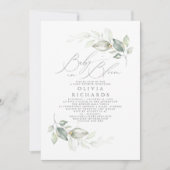 Elegant groen Schattigee Baby in Bloom Baby shower Kaart (Voorkant)