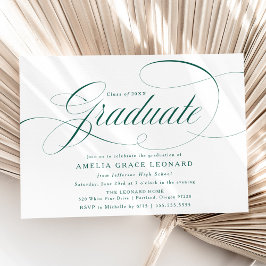 Elegant groen schrift afstudeerfeest kaart
